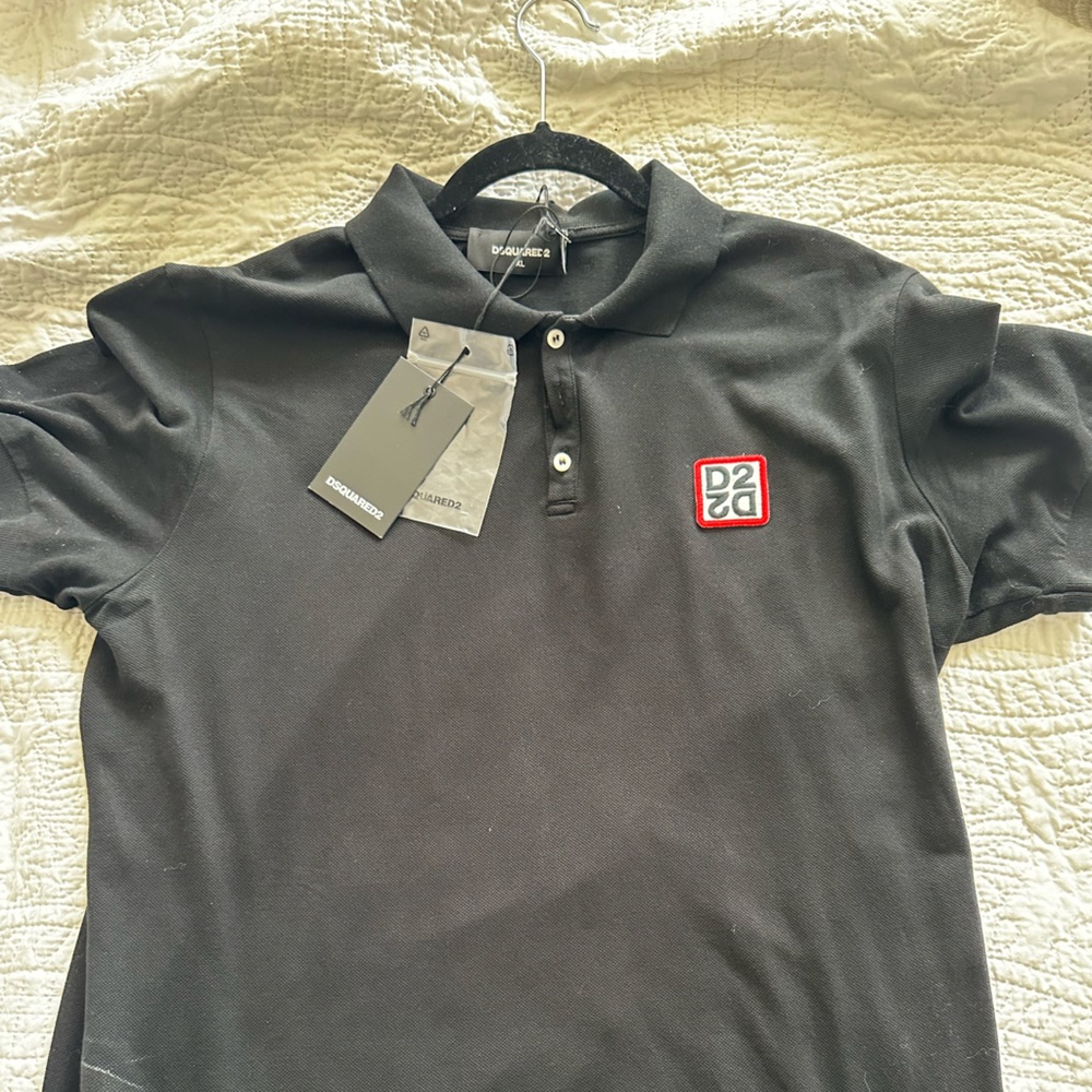 Dsquared2, black polo, XL, authentic, new with tags.